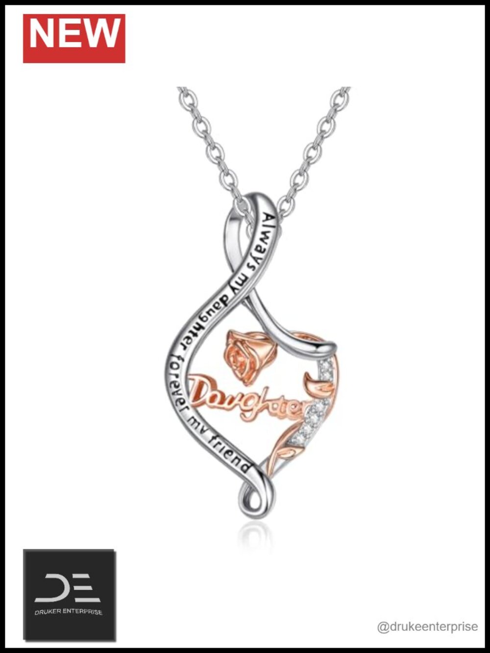 925 Sterling Silver Dolphin or Flamingo Pendant Necklace with Cubic Zirconia